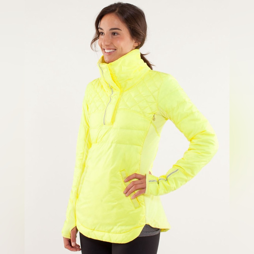 lululemon athletica Neon Yellow Quilted Pullover Jacket